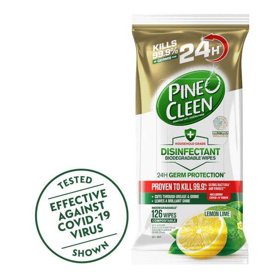 Pine O Cleen Disinfectant Wipes 24 Hour Protection Lemon 126s